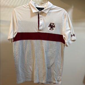 Under Armour White and Maroon Men's Polo Shirt